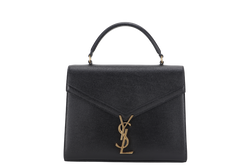 YVES SAINT LAURENT CASSANDRA TOP HANDLE BAG GRAIN DE POUDRE EMBOSSED LEATHER GOLD HARDWARE WITH DUST COVER