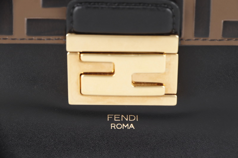 FENDI KAN I (8BT315 A5TZ) BROWN MEDIUM LEATHER GOLD HARDWARE WITH DUST COVER AND STRAP