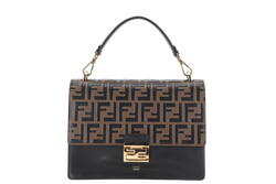 FENDI KAN I (8BT315 A5TZ) BROWN MEDIUM LEATHER GOLD HARDWARE WITH DUST COVER AND STRAP