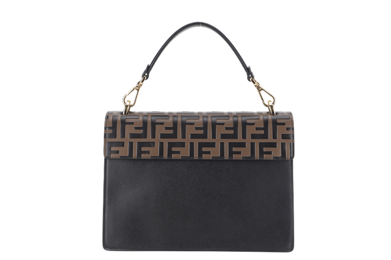 FENDI KAN I (8BT315 A5TZ) BROWN MEDIUM LEATHER GOLD HARDWARE WITH DUST COVER AND STRAP