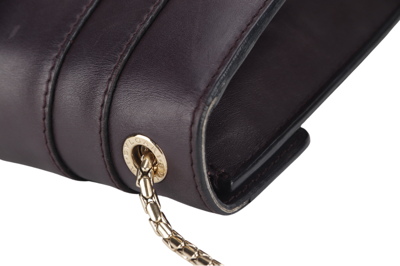 BVLGARI SERPENTI FOREVER (EK.D16.281230) CROSS BODY DARK BROWN LEATHER GOLD HARDWARE WITH MIRROR AND DUST COVER