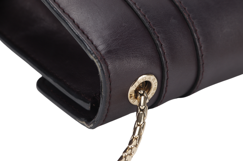 BVLGARI SERPENTI FOREVER (EK.D16.281230) CROSS BODY DARK BROWN LEATHER GOLD HARDWARE WITH MIRROR AND DUST COVER