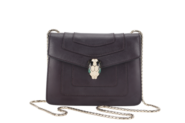 BVLGARI SERPENTI FOREVER (EK.D16.281230) CROSS BODY DARK BROWN LEATHER GOLD HARDWARE WITH MIRROR AND DUST COVER