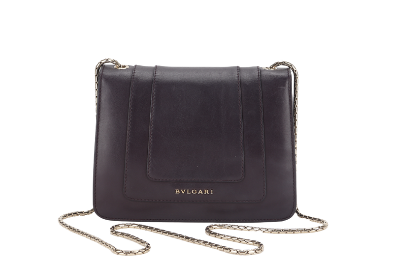 BVLGARI SERPENTI FOREVER (EK.D16.281230) CROSS BODY DARK BROWN LEATHER GOLD HARDWARE WITH MIRROR AND DUST COVER