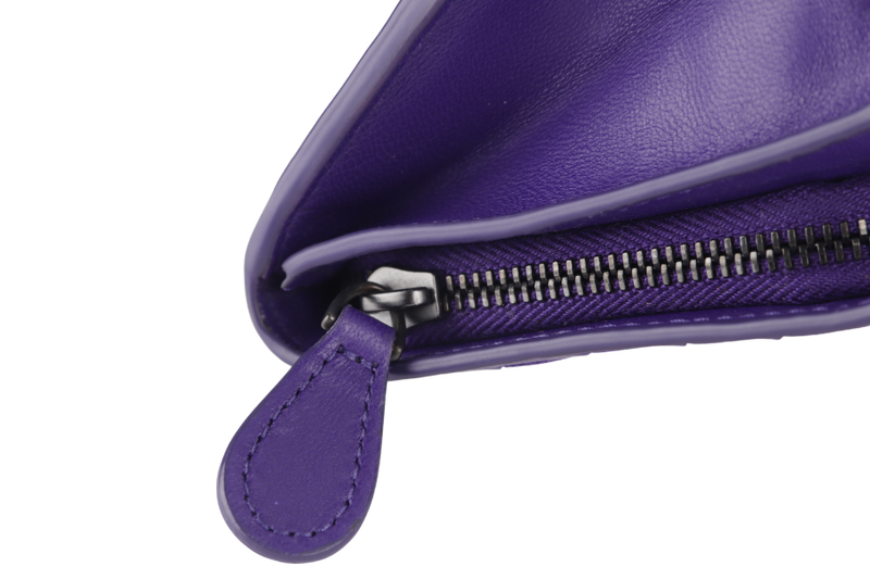 BOTTEGA VENETA INTRECCIATO PURPLE LONG ZIP WALLET (B04797185N) LEATHER WITH DUST COVER