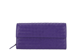 BOTTEGA VENETA INTRECCIATO PURPLE LONG ZIP WALLET (B04797185N) LEATHER WITH DUST COVER