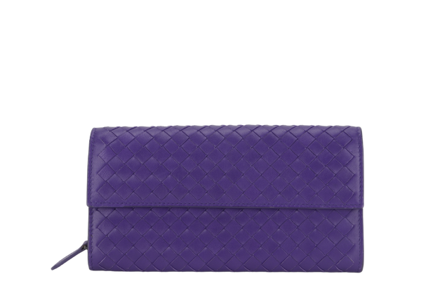 BOTTEGA VENETA INTRECCIATO PURPLE LONG ZIP WALLET (B04797185N) LEATHER WITH DUST COVER