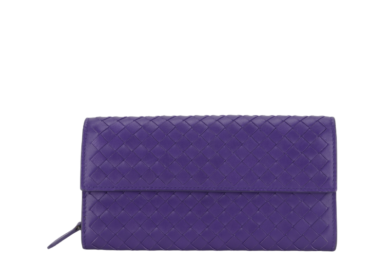 BOTTEGA VENETA INTRECCIATO PURPLE LONG ZIP WALLET (B04797185N) LEATHER WITH DUST COVER