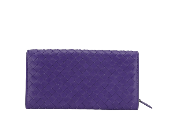 BOTTEGA VENETA INTRECCIATO PURPLE LONG ZIP WALLET (B04797185N) LEATHER WITH DUST COVER