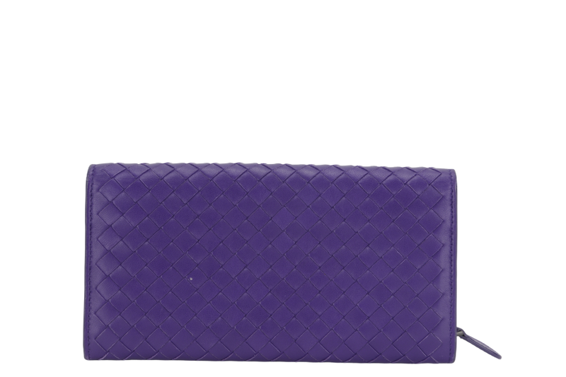 BOTTEGA VENETA INTRECCIATO PURPLE LONG ZIP WALLET (B04797185N) LEATHER WITH DUST COVER