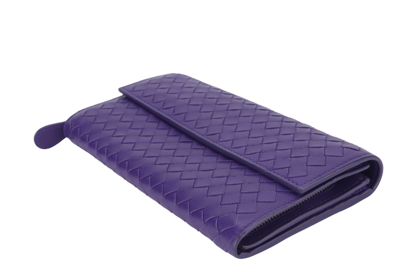 BOTTEGA VENETA INTRECCIATO PURPLE LONG ZIP WALLET (B04797185N) LEATHER WITH DUST COVER