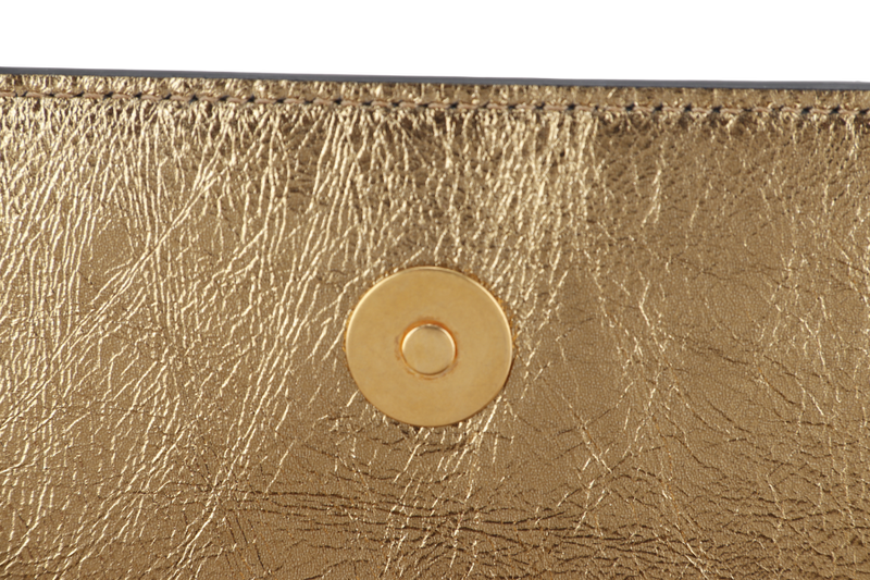 VERSACE VITELLO PALAZZO MEDUSA (CLG067031630202) METALLIC GOLD LEATHER CLUTCH GOLD HARDWARE WITH STRAP