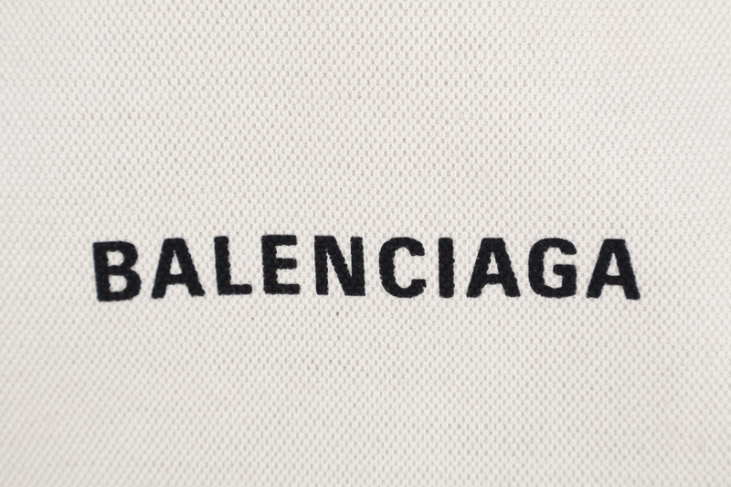 BALENCIAGA WHITE NAVY BLACK CALFSKIN LEATHER CABAS M PONY STYLE TOTE BAG SILVER HARDWARE WITH DUST COVER AND MINI BAG