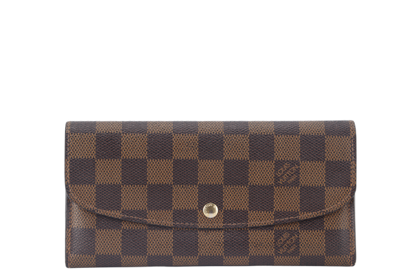 LOUIS VUITTON PORTEUFILLE EMILIY LONG WALLET (N63019) BROWN DAMIER EBENE GOLD HARDWARE WITH DUST COVER AND BOX