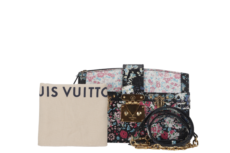 LOUIS VUITTON TRUNK CLUTCH LIBERTY ROSE CALF LEATHER WITH STRAP WITH DUST COVER AND BOX