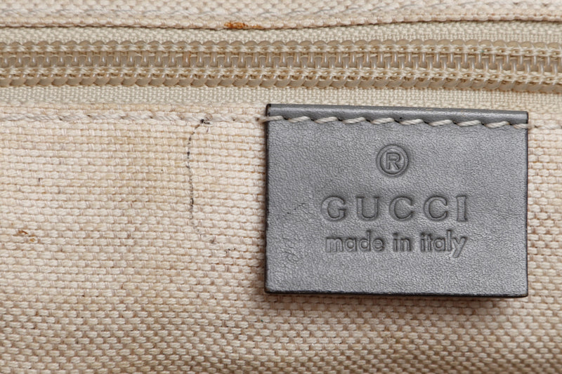 Gucci Light Grey Trim Canvas Shoulder Tote (353437 525040) with Strap & Dust Cover