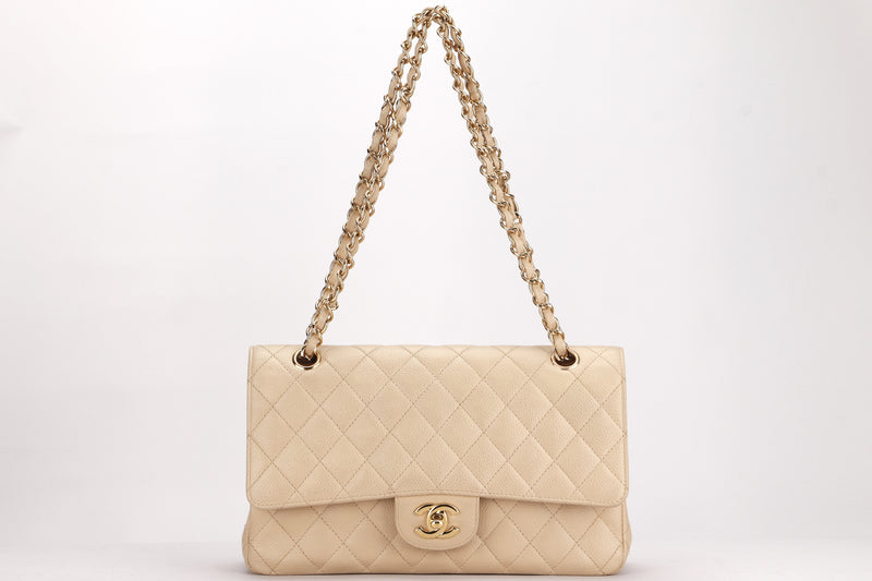CHANEL Beige Quilted Lambskin Leather Classic Medium Double Flap Bag  Pepa  Lamarca
