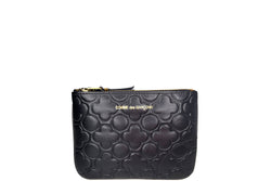 COMME DES GARCONS SA810EB CLASSIC EMBOSSED BLACK CALF LEATHER WITH GOLD TONE POUCH, WITH BOX