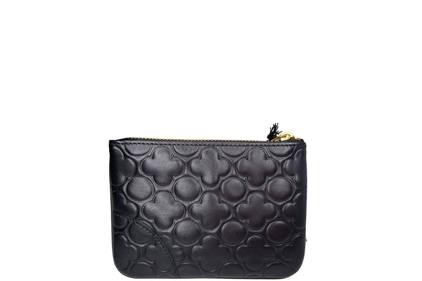 COMME DES GARCONS SA810EB CLASSIC EMBOSSED BLACK CALF LEATHER WITH GOLD TONE POUCH, WITH BOX