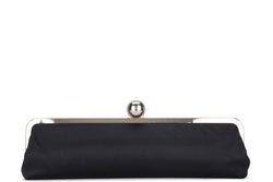 KATE SPADE BLACK SATIN LONG CLUTCH, PURPLE INTERIOR, WITH DUST COVER