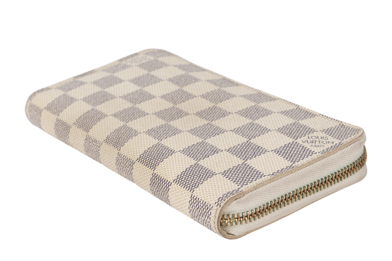 LOUIS VUITTON N41660 DAMIER AZUR CANVAS ZIPPY WALLET GOLD HARDWARE WITH DUST COVER