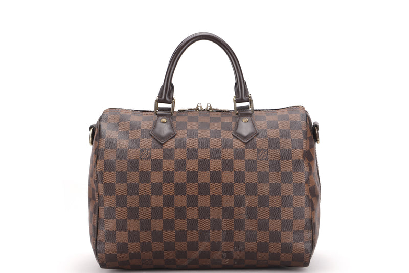LOUIS VUITTON SPEEDY BANDOULLIERE 30 (MB3194) DAMIER EBENE CANVAS GOLD HARDWARE, WITH KEYS, LOCK & STRAP, NO DUST COVER