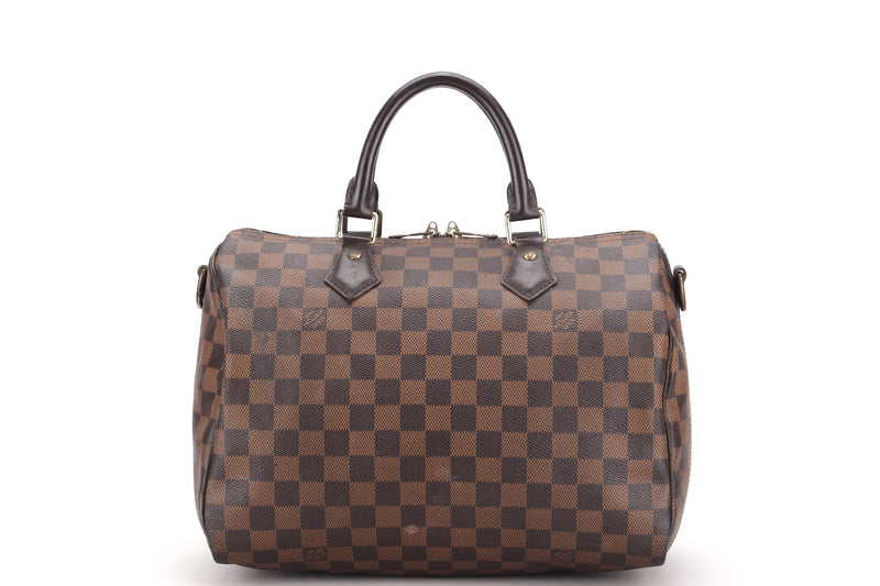 LOUIS VUITTON SPEEDY BANDOULLIERE 30 (MB3194) DAMIER EBENE CANVAS GOLD HARDWARE, WITH KEYS, LOCK & STRAP, NO DUST COVER