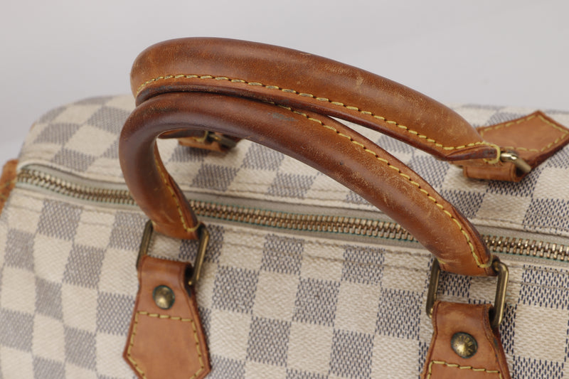 louis vuitton speedy bandoulliere 30 (mb3194) damier ebene canvas gold  hardware, with keys, lock & strap, no dust cover