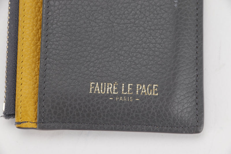 FAURE LE PAGE 4CC CARD HOLDER GANGSTA STEEL GREY SCALE CANVAS AND BLACK LEATHER, WITH DUST COVER & BOX
