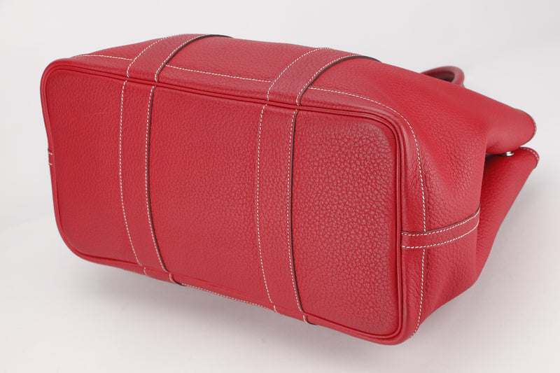 HERMES GARDEN PARTY 36CM (STAMP P) ROUGE CASAQUE, NEGONDA LEATHER, SILVER HARDWARE, WITH DUST COVER & BOX