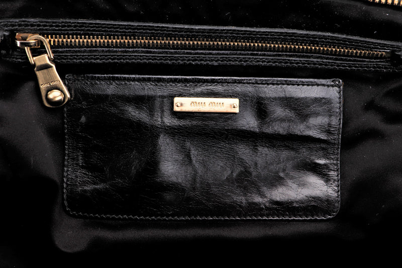 MIU MIU BLACK TOP HANDLE BAG, WITH DUST COVER, NO STRAP