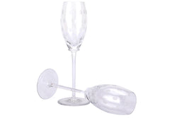 HERMES CHAMPAGNE GLASS SET OF 2 DOTS MOTIF, WITH BOX