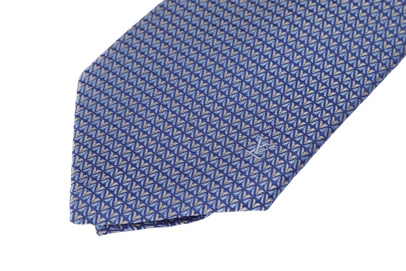 LOUIS VUITTON M71200 DIAMONDS V TIE BLUE MARINE, WITH BOX