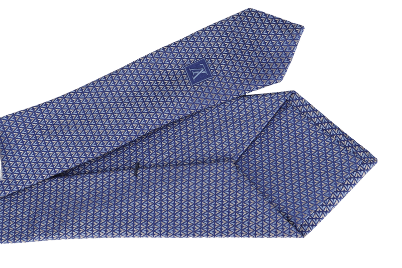 LOUIS VUITTON M71200 DIAMONDS V TIE BLUE MARINE, WITH BOX