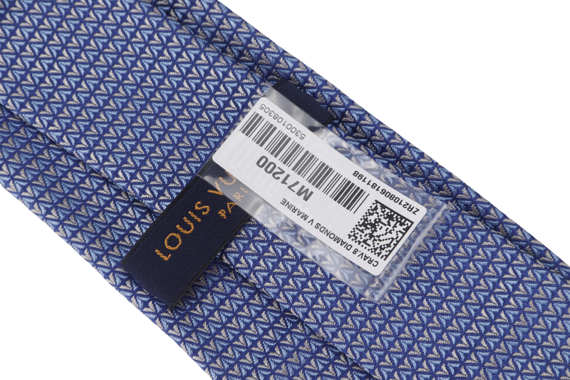 LOUIS VUITTON M71200 DIAMONDS V TIE BLUE MARINE, WITH BOX