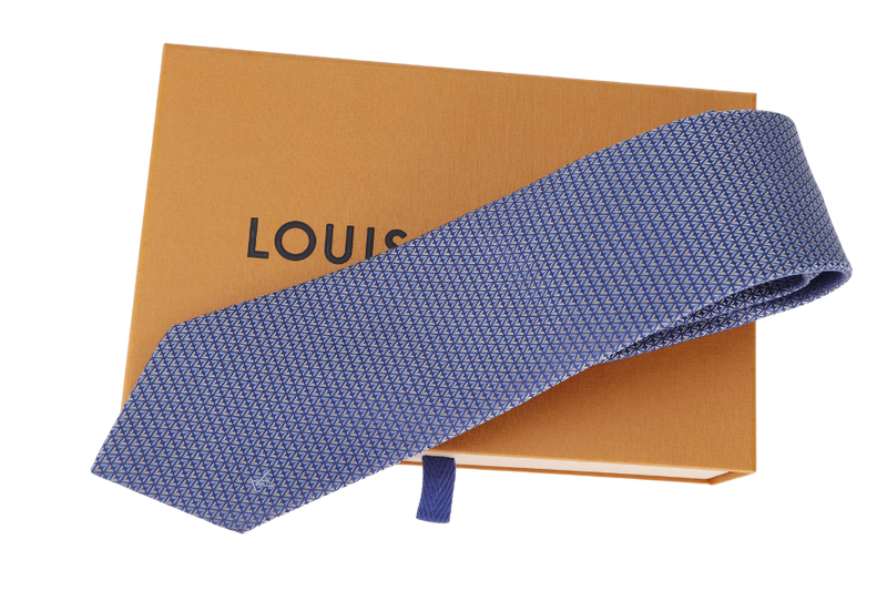 LOUIS VUITTON M71200 DIAMONDS V TIE BLUE MARINE, WITH BOX