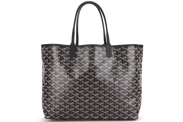 GOYARD SAINT LOUIS SMALL TOTE BAG BLACK CANVAS AND BLACK LEATHER, WITH DUST COVER