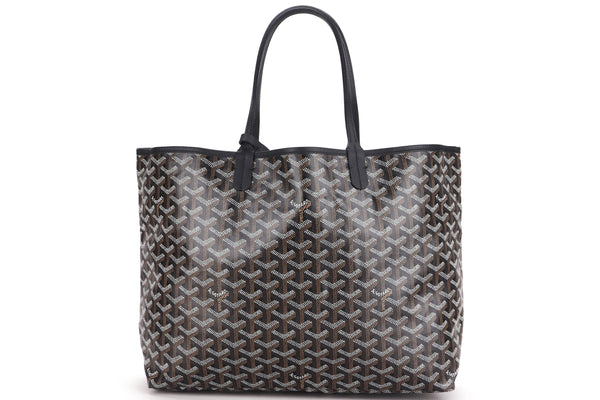 GOYARD SAINT LOUIS SMALL TOTE BAG BLACK CANVAS AND BLACK LEATHER, WITH DUST COVER
