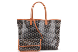 GOYARD SAINT LOUIS SMALL TOTE BAG BROWN CANVAS BROWN LEATHER, WITH DUST COVER