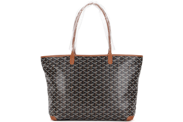 GOYARD ARTOIS MEDIUM BLACK CANVAS NATURAL LEATHER, WITH DUST COVER