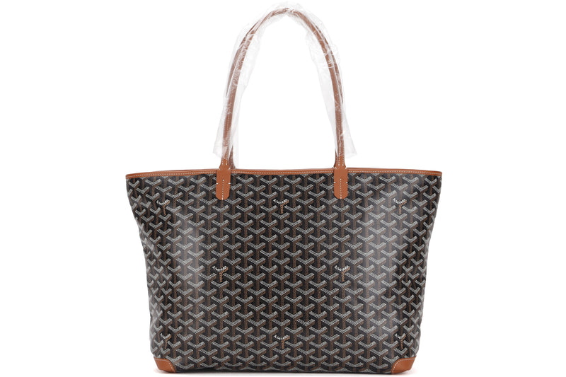 GOYARD ARTOIS MEDIUM BLACK CANVAS NATURAL LEATHER, WITH DUST COVER
