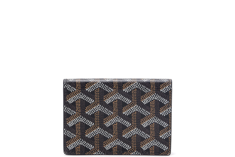 goyard saint-sulpice card wallet black canvas natural leather, with box