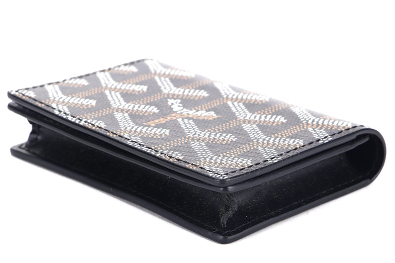 GOYARD MALESHERBES CARD WALLET BLACK CANVAS AND BLACK LEATHER, WITH BOX