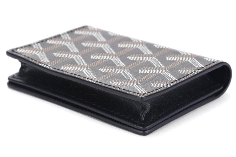 GOYARD MALESHERBES CARD WALLET BLACK CANVAS AND BLACK LEATHER, WITH BOX