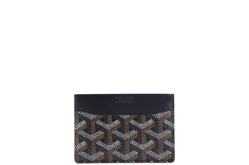 goyard saint-sulpice card wallet black canvas and black leather, with