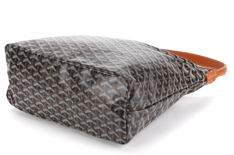 GOYARD SAC HOBO BOHEME PM NOIR ET NATUREL WITH GREEN HEART SHAPE, WITH DUST COVER