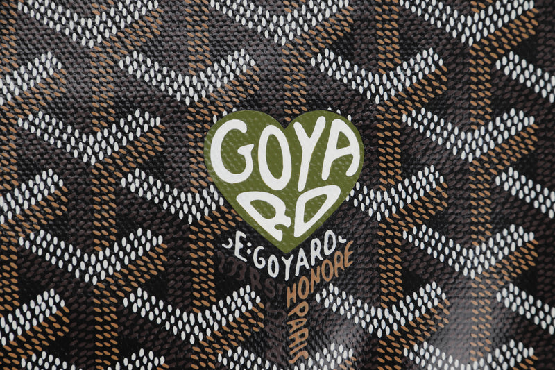 GOYARD SAC HOBO BOHEME PM NOIR ET NATUREL WITH GREEN HEART SHAPE, WITH DUST COVER