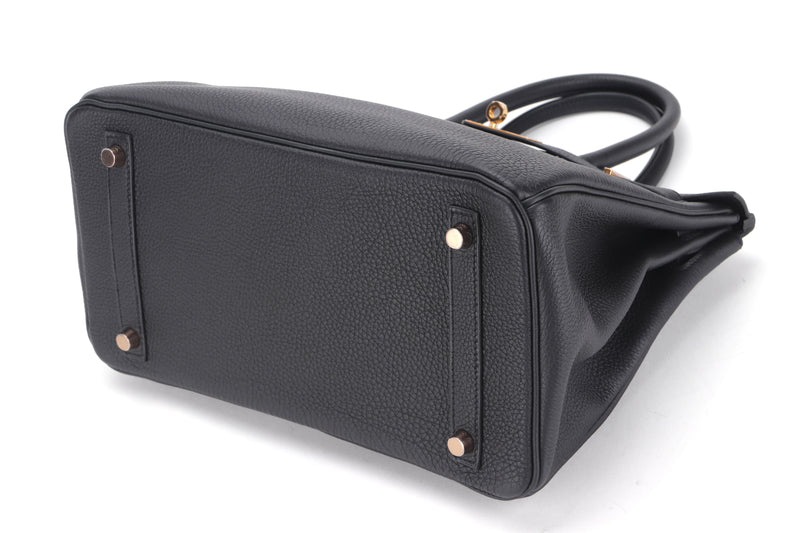 HERMES BIRKIN 30CM (STAMP Z) BLACK TOGO LEATHER ROSEGOLD HARDWARE, WITH LOCK, KEYS, RAINCOAT, DUST COVER & BOX