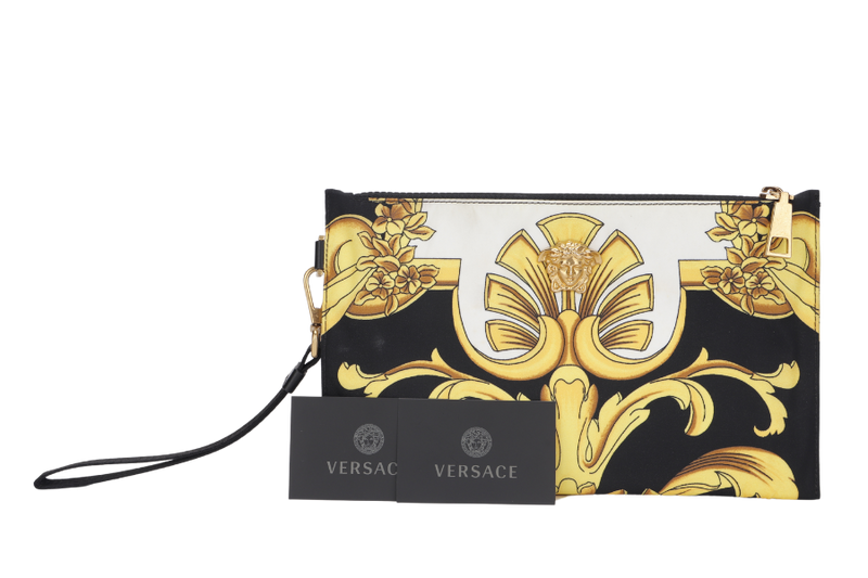 VERSACE MEDUSA NYLON CLUTCH BAROQUE PRINTS WITH CARDS, NO DUST COVER