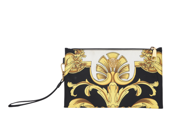 VERSACE MEDUSA NYLON CLUTCH BAROQUE PRINTS WITH CARDS, NO DUST COVER